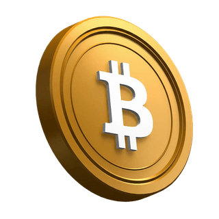 Tilted Bitcoin BTC coin serving as visual element in hero section