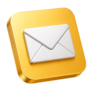 Decorative element with a 3D mail envelope icon on contact us page